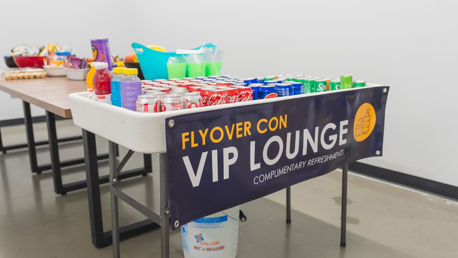 Flyover Con VIP Lounge refreshment station